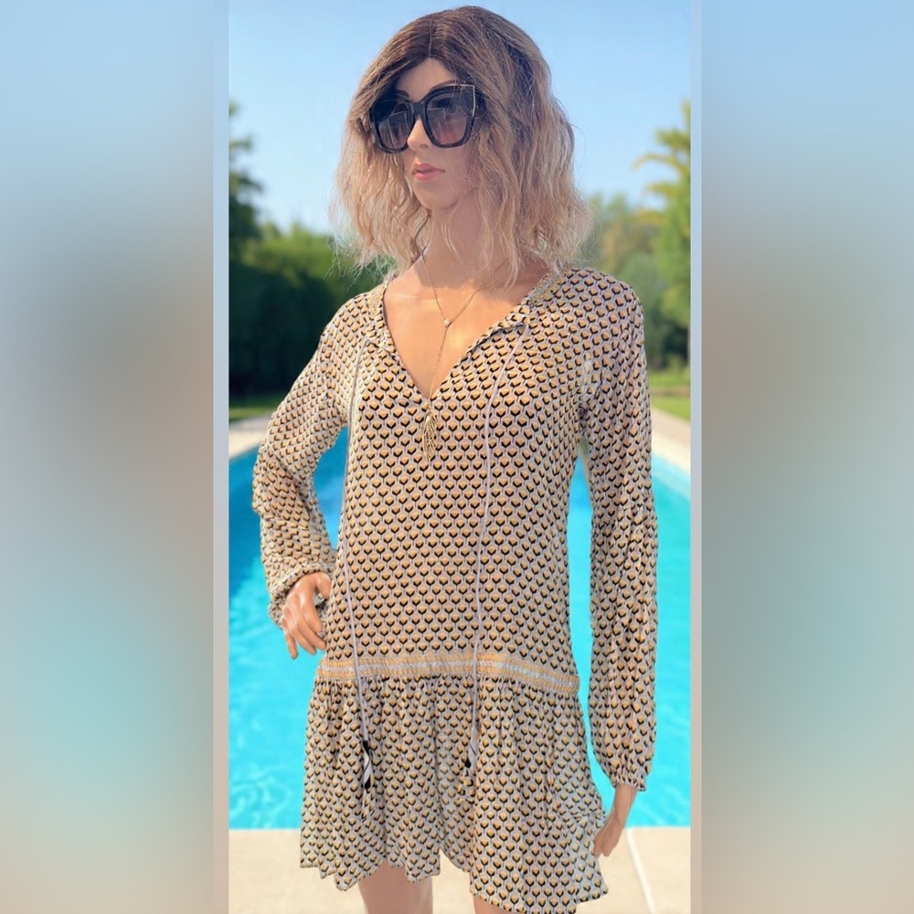 NWOT TAJ by Sabrina Crippa Elegant Resort Wear gorgeous summer dress yellow/gold